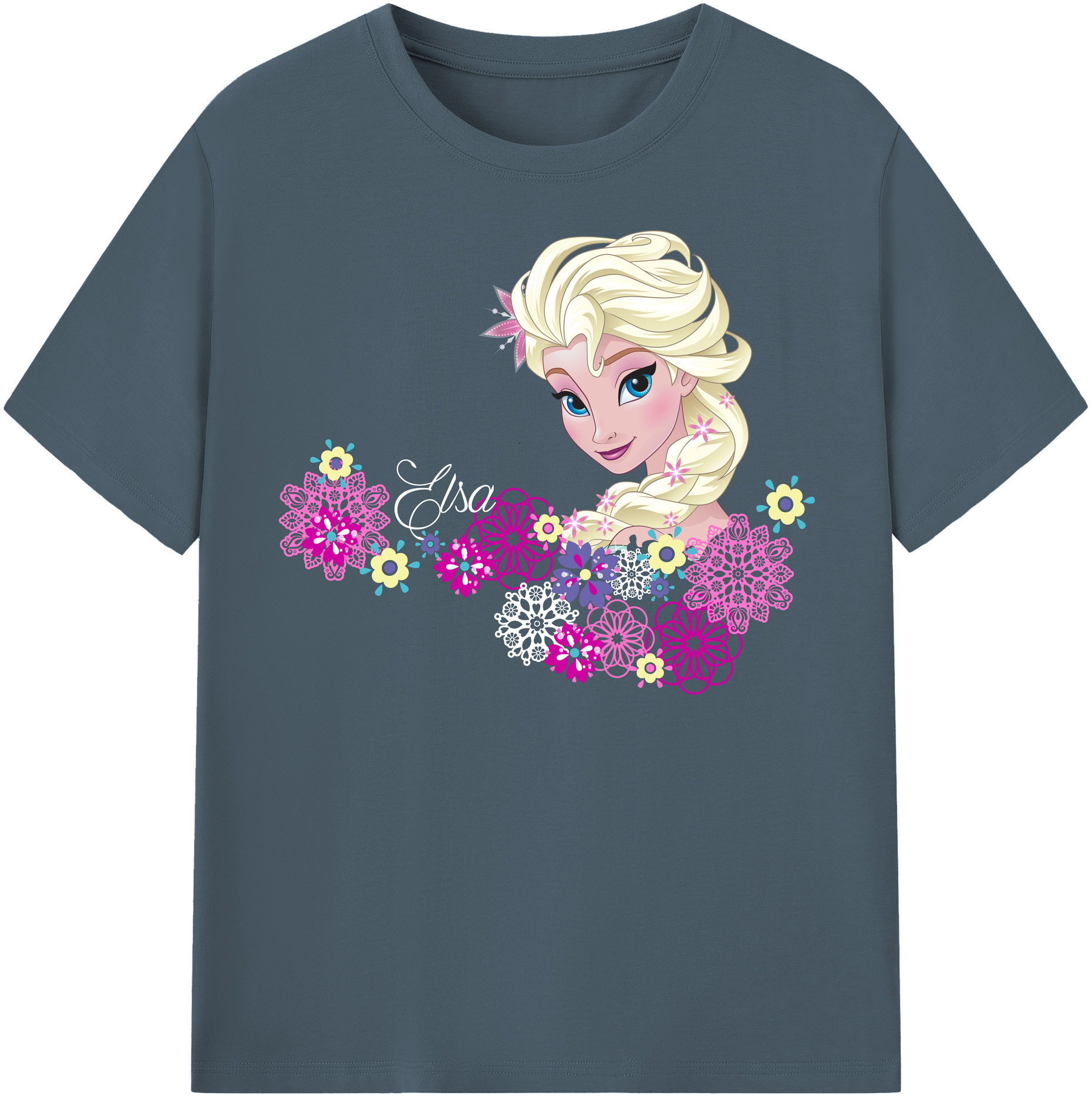 （画像用） アナと雪の女王 アンナ エルサ Frozen Anna Elsa 綿100％半袖Tシャツ（フロントプリント）